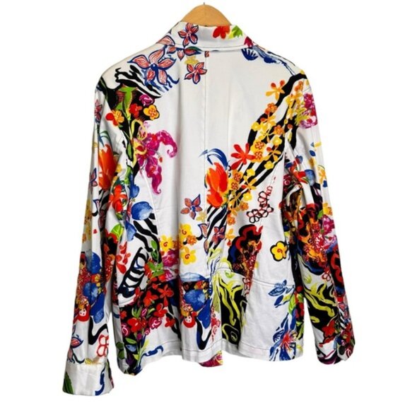 Chico's White Floral Colourful Jacket Size XL Feminine - Picture 2 of 10
